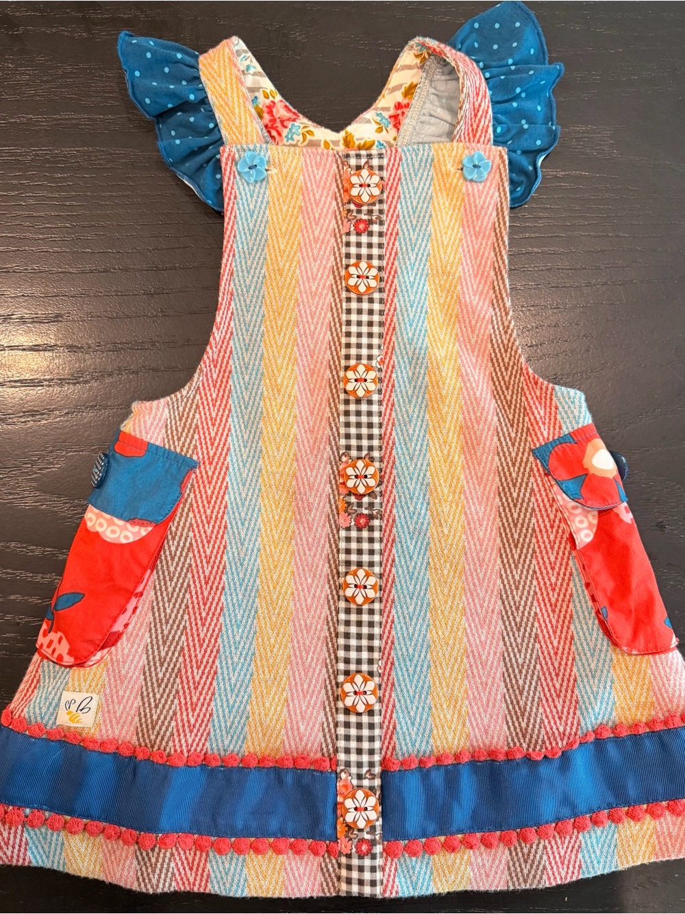 EUC Wildflowers Red and Blue Floral Girls Top Size 2